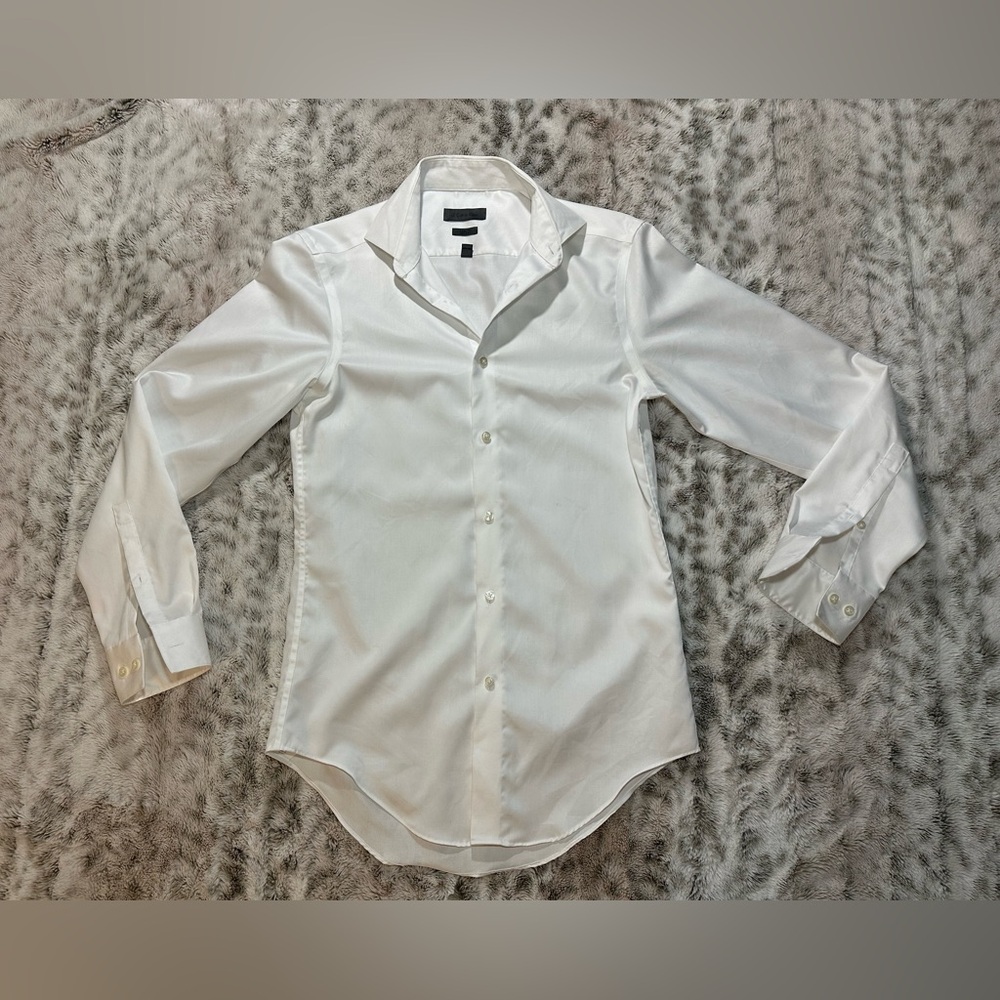 Calvin Klein Shirt Slim Fit Unisex 32/33 Long Sleeve White Button Up Used